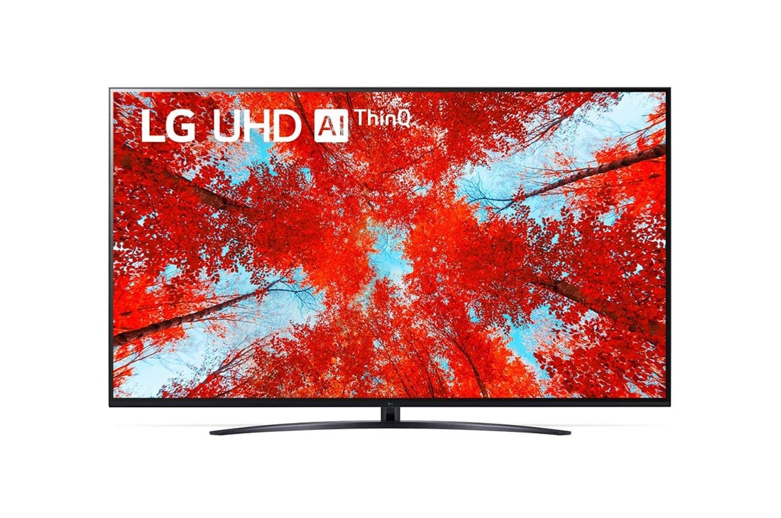 LG 75'' LG UHD TV, webOS Smart TV, Poh?ad spredu na televízor LG s rozlí?ením UHD s ilustra?nym obrázkom a logom produktu, 75UQ91003LA