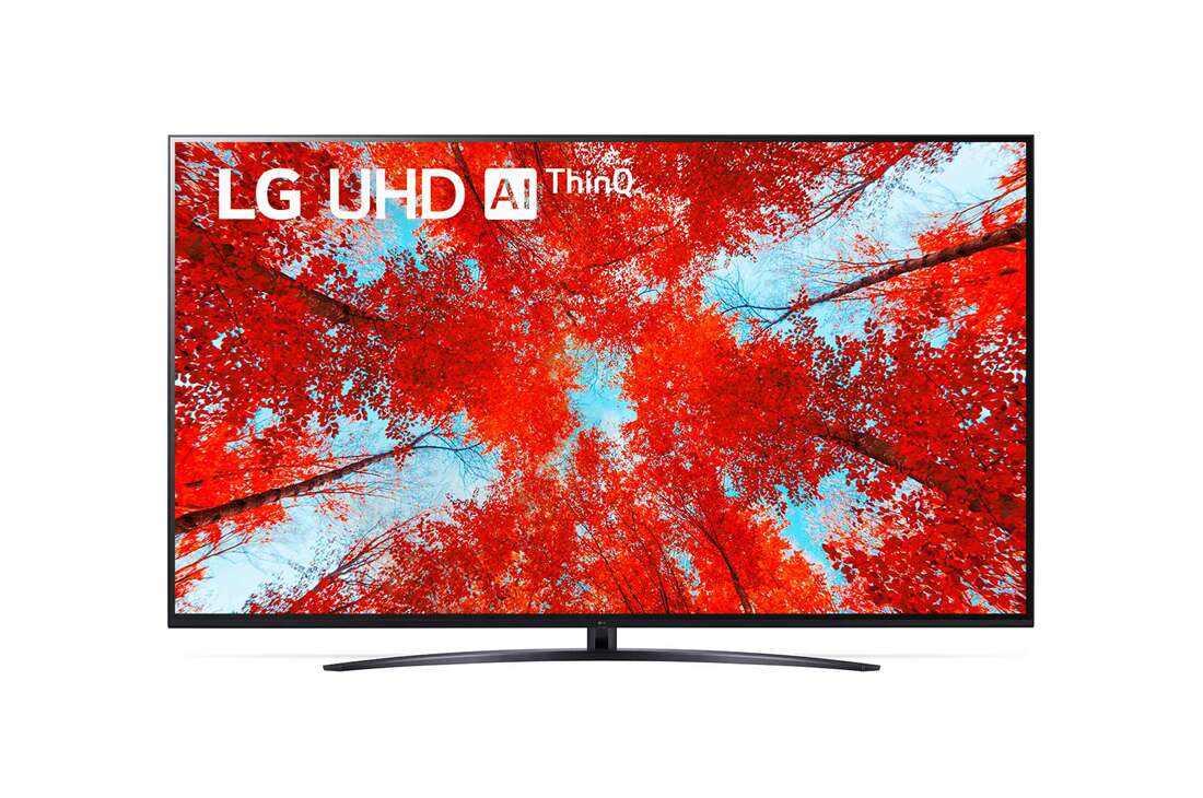 LG UFN - 86'' LG UHD TV, webOS Smart TV, Poh?ad spredu na televízor LG s rozlí?ením UHD s ilustra?nym obrázkom a logom produktu, 86UQ91003LA