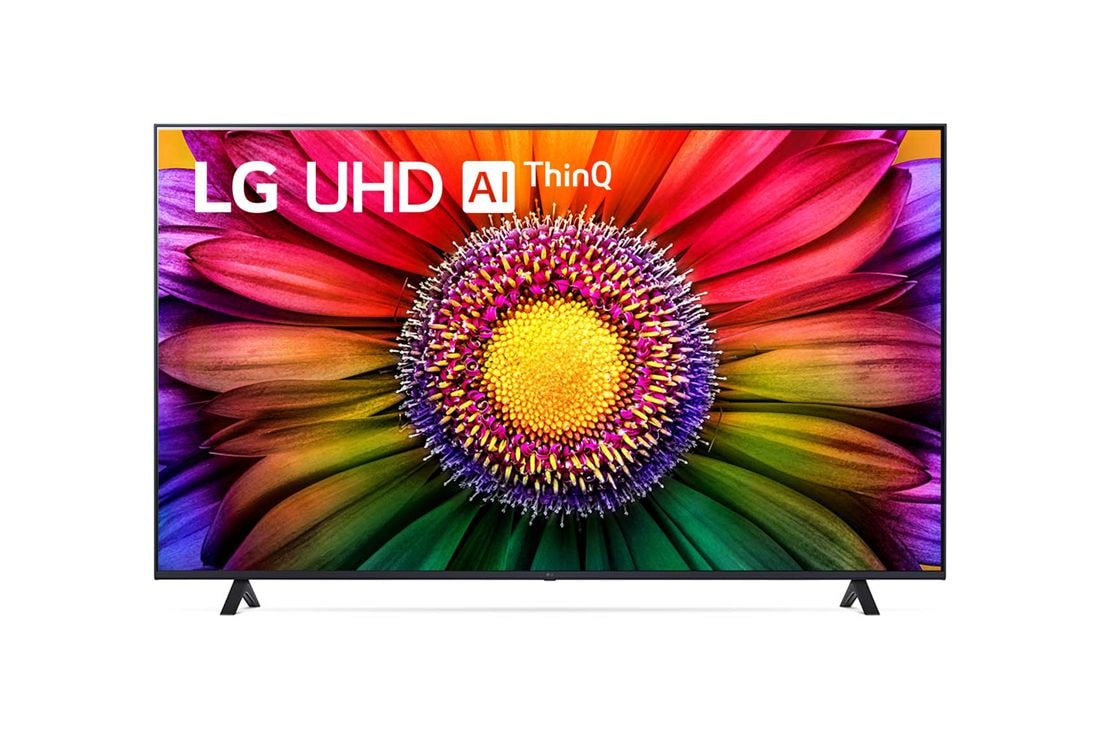 LG 70-palcovy televízor Smart TV LG UHD UR80 s rozlí?ením 4K, 2023, Poh?ad spredu na televízor LG UHD TV, 70UR80003LJ
