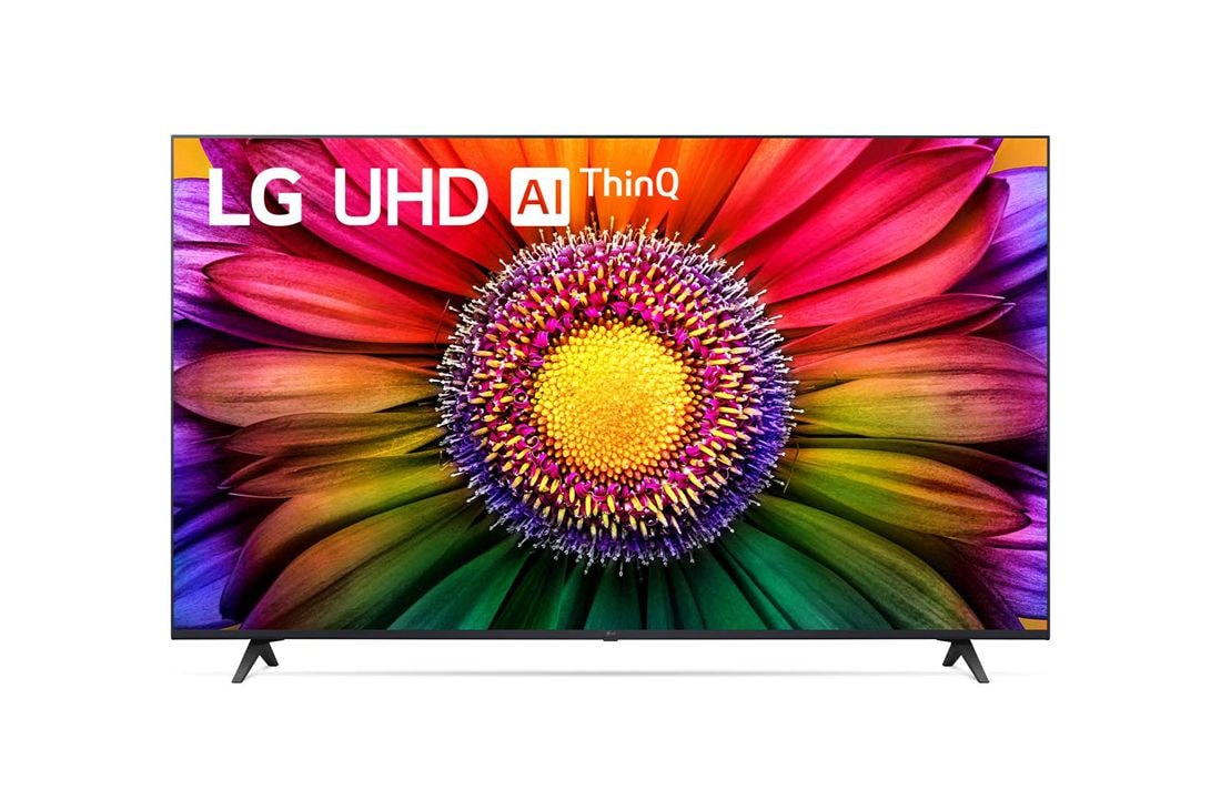 LG 50-palcovy televízor Smart TV LG UHD UR80 s rozlí?ením 4K, 2023, Poh?ad spredu na televízor LG UHD TV, 50UR80003LJ