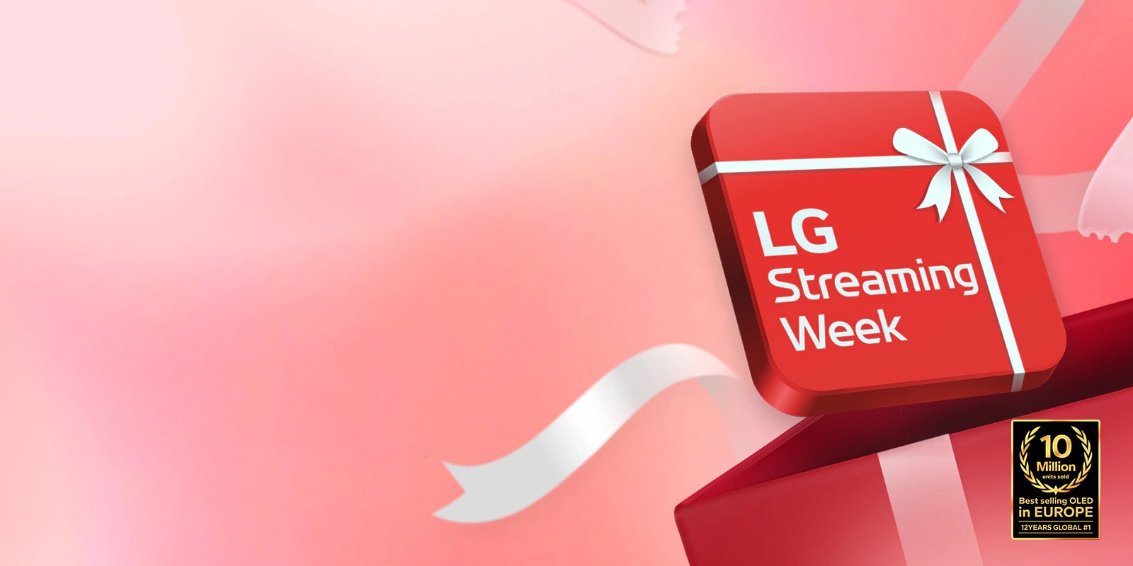 Je umiestneny ?erveny rám?ek s textom ?LG Streaming Week“.