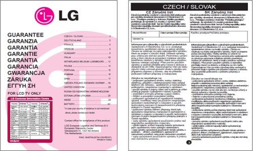 Vzor záru?ného listu LG Electronics CZ, s. r. o.