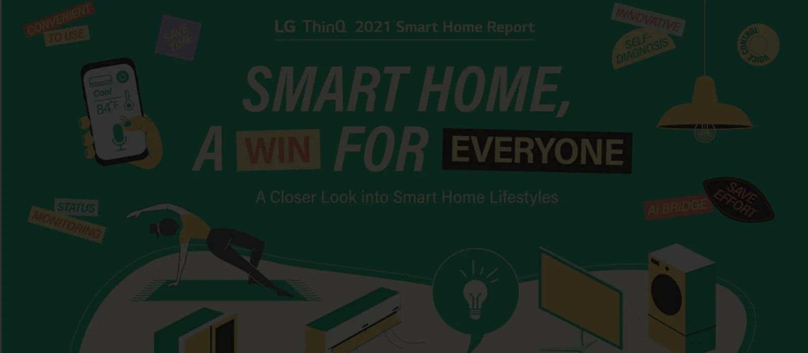 Illustration d’électroménager intelligent avec le texte ? Smart home, a win for everyone ?