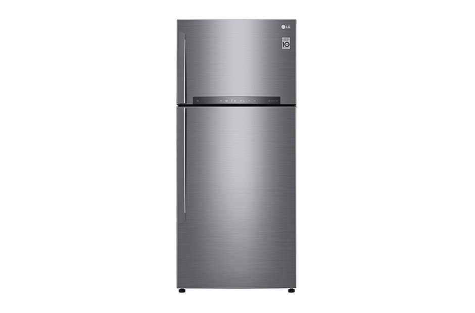 LG Réfrigérateur deux portes de 547 litres avec compresseur à onduleur Smart Inverter, Door Cooling+? et LED tactile, ThinQ? avec Wi-Fi - Platine argent, GN-H702HLHU