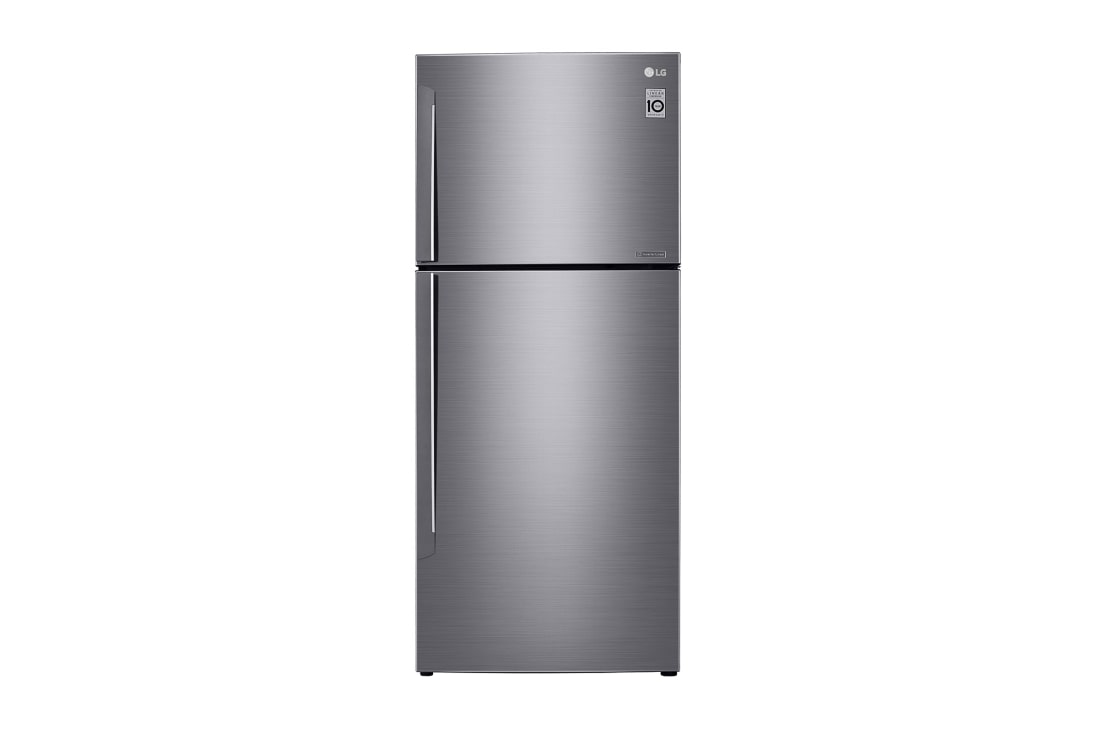 LG Réfrigérateur deux portes de 437 litres avec compresseur à onduleur Smart Inverter, Door Cooling+? et LED tactile, ThinQ? avec Wi-Fi - Platine argent, GN-C432HLCU