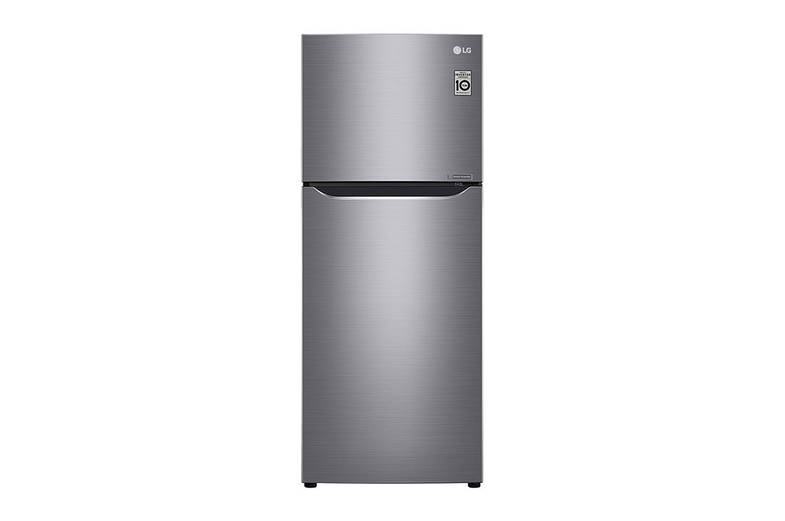 LG Réfrigérateur deux portes de 340 litres avec compresseur à onduleur Smart Inverter, Door Cooling+? et LED tactile, ThinQ? avec Wi-Fi - Platine argent, Front View, GL-C252SLBB