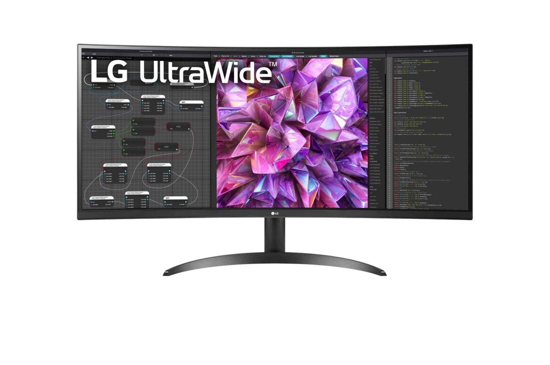 LG 34'' 21:9 вигнутий UltraWide? QHD (3440 x 1440) мон?тор, вигляд спереду, 34WQ60C-B