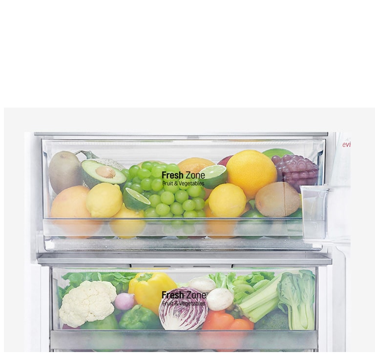 На передньому план? Fresh Zone, в?дс?к наповнений фруктами.