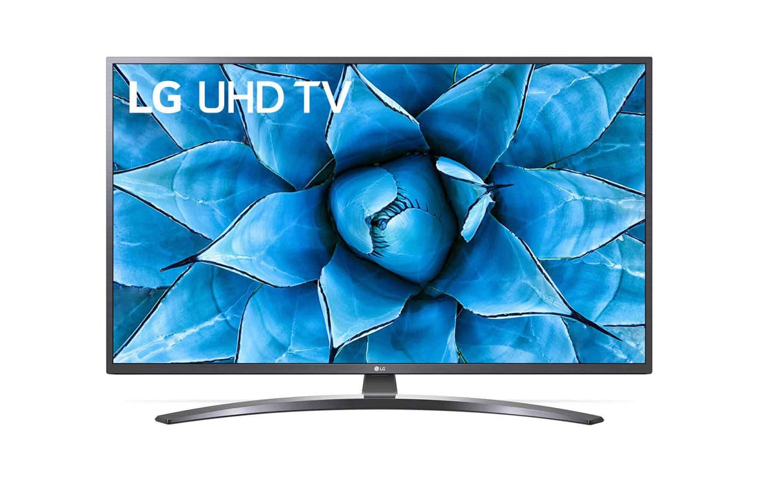 LG Телев?зор Ultra HD 43UN74006LB з? штучним ?нтелектом ThinQ , Вид спереду з показаним зображенням, 43UN74006LB