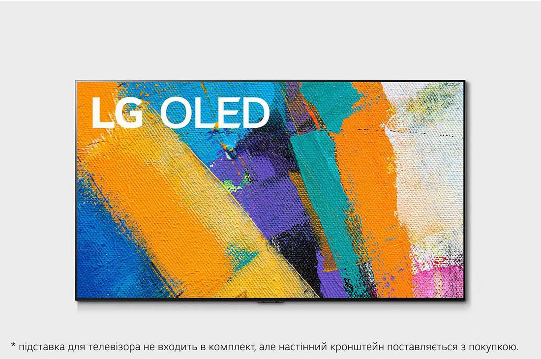 LG Телев?зор LG  Smart  OLED  4K           з д?агоналлю 77 дюйм?в, сер?я GX, Вид спереду з показаним зображенням, OLED77GX6LA