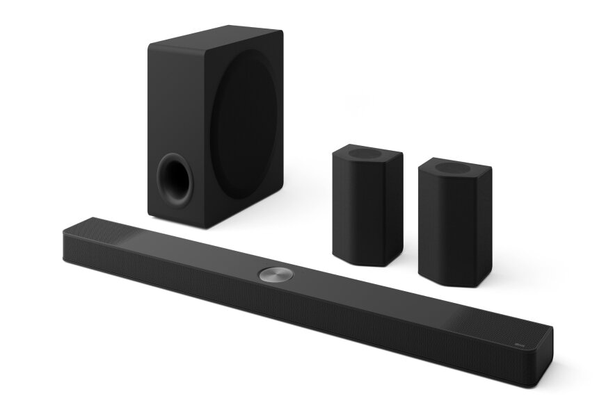People wearing LG Dolby Atmos?-enabled wireless earbuds