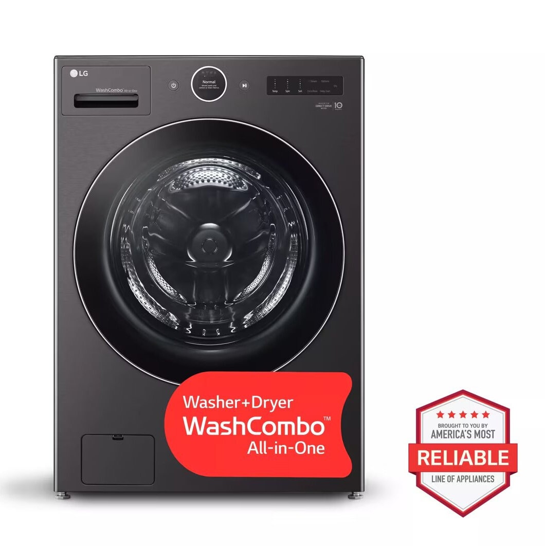 Ventless Washer/Dryer Combo LG WashCombo? All-in-One 5.0 cu. ft. Mega Capacity with Inverter HeatPump? Technology and Direct Drive Motor