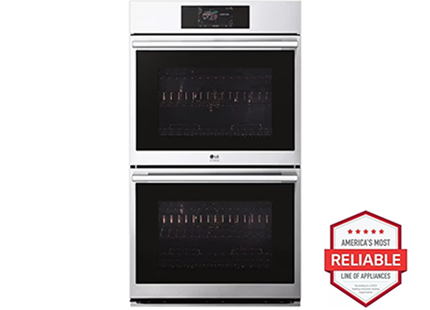 LG STUDIO 9.4 cu. ft. Smart  InstaView? Electric Double Built-In Wall Oven with Air Fry & Steam Sous Vide