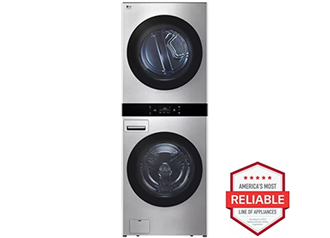 LG STUDIO WashTower? Smart Front Load 5.0 cu. ft. Washer and 7.4 cu. ft. Electric Dryer with Center Control? front view