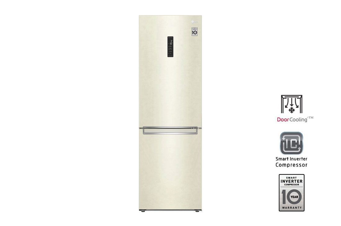 LG Hajm 341 l |  Pastki muzlatgich kamerali LG sovutgich | Qaymoq rang | DoorCooling+? | Smart Inverter Compressor, GC-B459SEUM, GC-B459SEUM