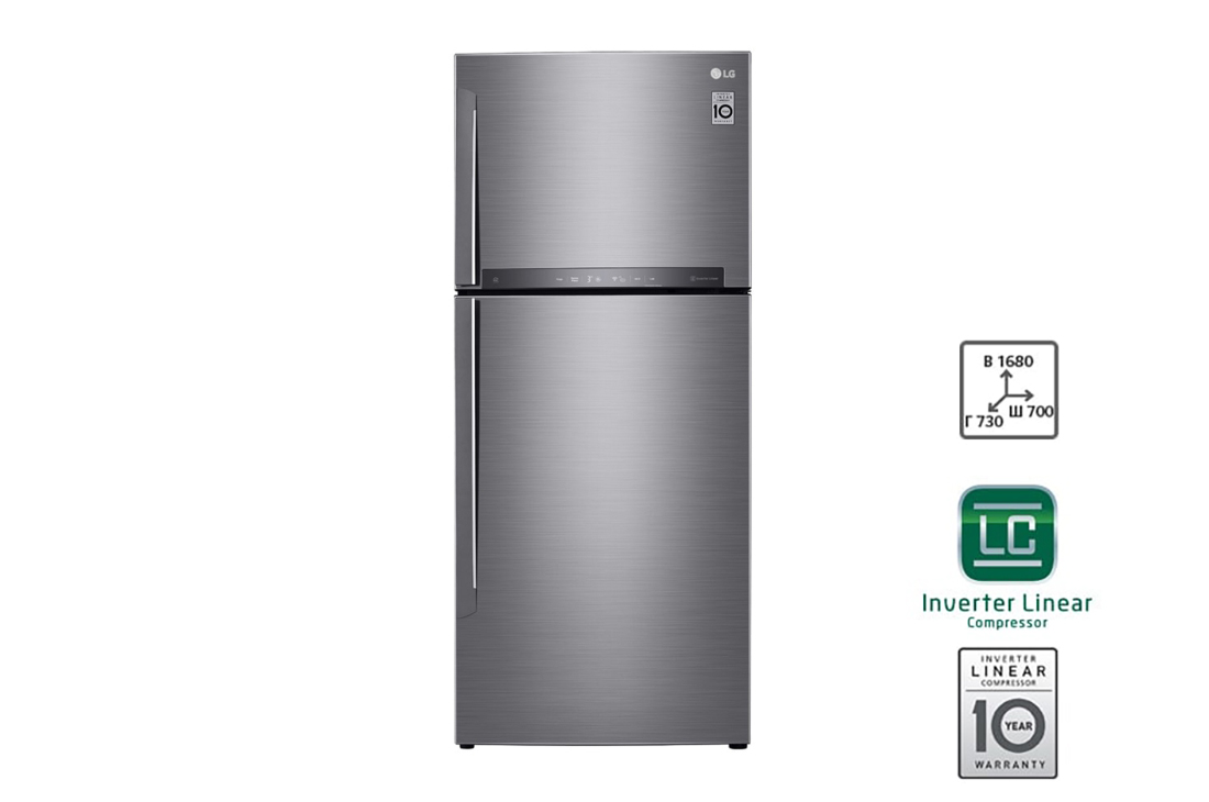LG Hajm 410 l |  Yuqori muzlatgich kamerali LG sovutgich | Kulrang | HygieneFresh+? | Linear Inverter Compressor, GN-H432HMHZ, GN-H432HMHZ
