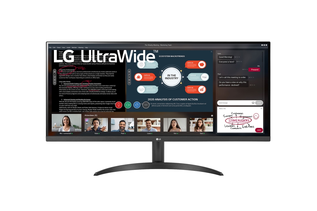 LG 34-дюймовый монитор UltraWide? Full HD IPS с соотношением сторон 21: 9 и AMD FreeSync?, 34WP500-B front view , 34WP500-B