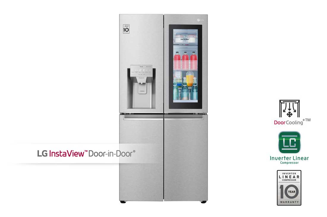LG Объем 422л | Холодильник LG  InstaView Door-in-Door | Стальной | DoorCooling?? | LG ThinQ | Linear Inverter Compressor, GC-X22FTALL, GC-X22FTALL