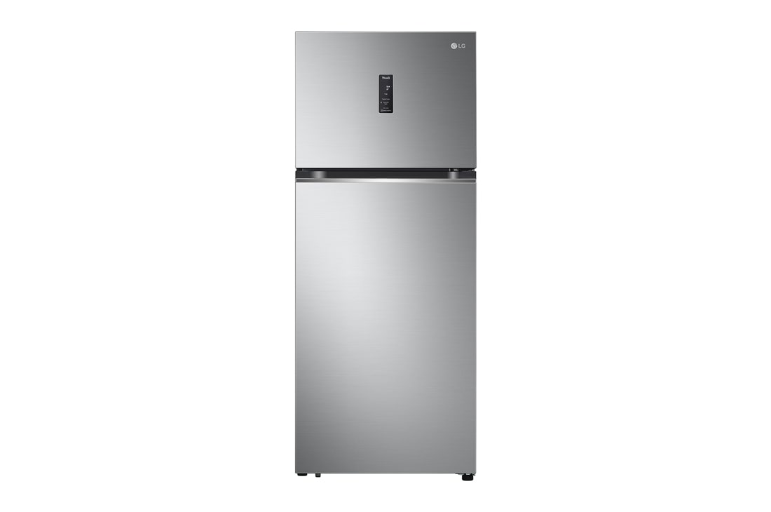 LG Объем 395 л | Холодильник LG с верхней морозильной камерой | Серый | DoorCooling+? | HygieneFresh+? | Smart Inverter Compressor, вид спереди, GN-B392SMBB
