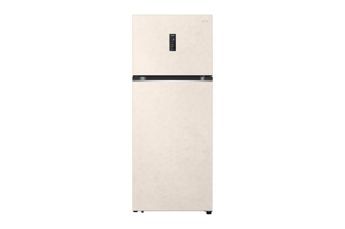 LG Объем 395 л | Холодильник LG с верхней морозильной камерой | Бежевый | DoorCooling+? | HygieneFresh+? | Smart Inverter Compressor, вид спереди, GN-B392SEBB