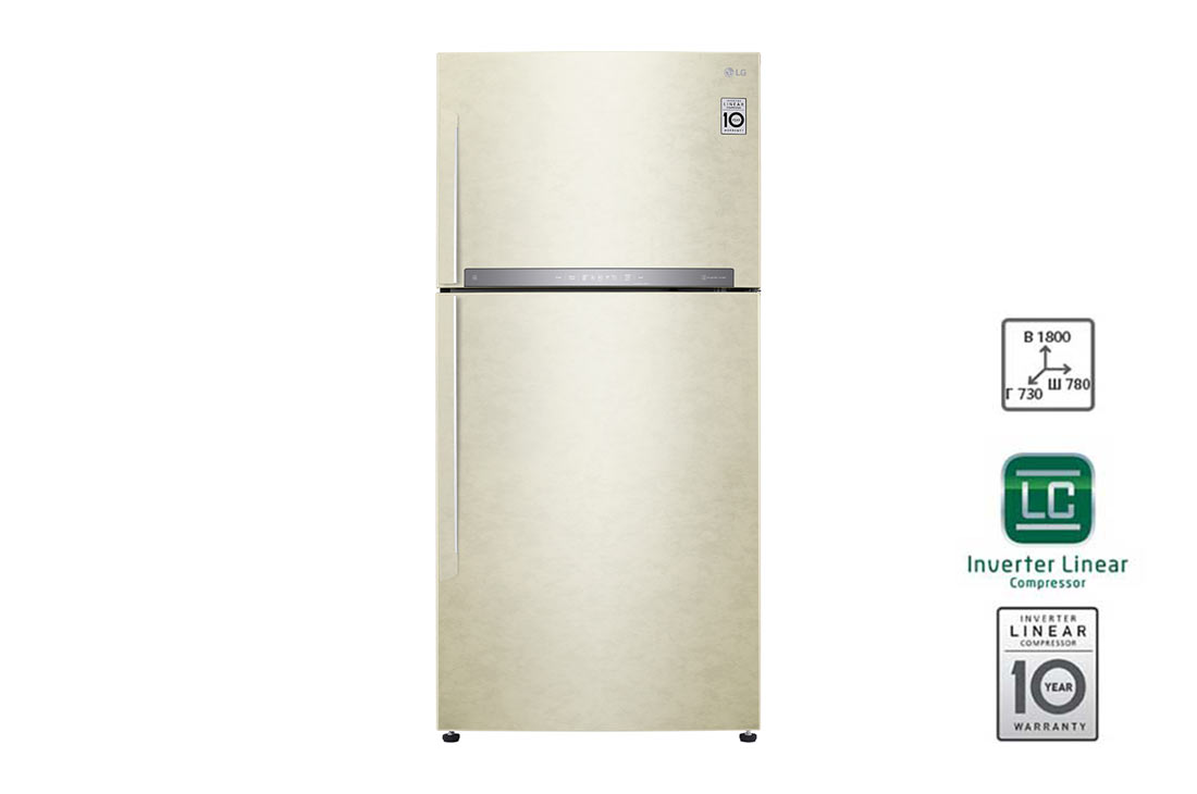 LG  Холодильник LG  Smart Inverter? c функцией  Hygiene Fresh, LG Объем 547л | DoorCooling+ | Бежевый |  Гигиенический фильтр, LG ThinQ, GR-H802HEHL, GR-H802HEHL