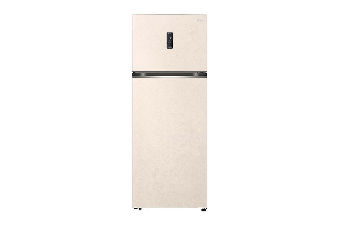 LG 461 л | Холодильник LG с верхней морозильной камерой | Бежевый | DoorCooling+? | HygieneFresh+? | Smart Inverter Compressor, Front view, GN-B452SEBK