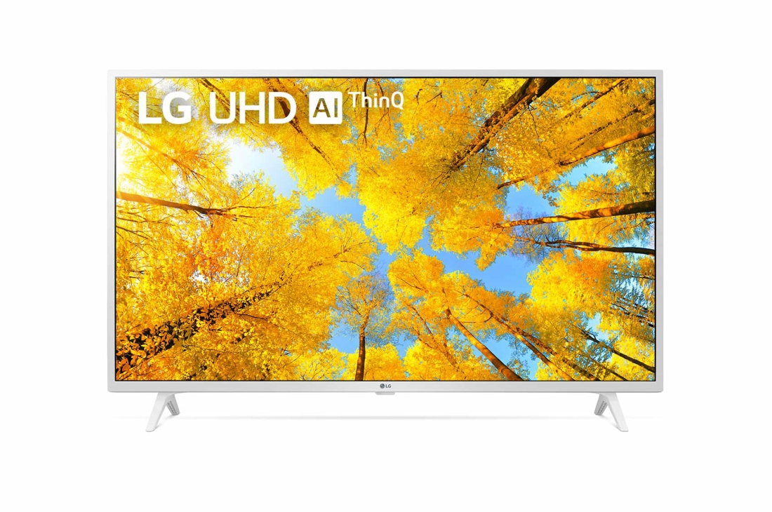 LG Телевизор UHD 4K, Вид телевизора LG UHD спереди с изображением на экране и логотипом продукта, 43UQ76906LE
