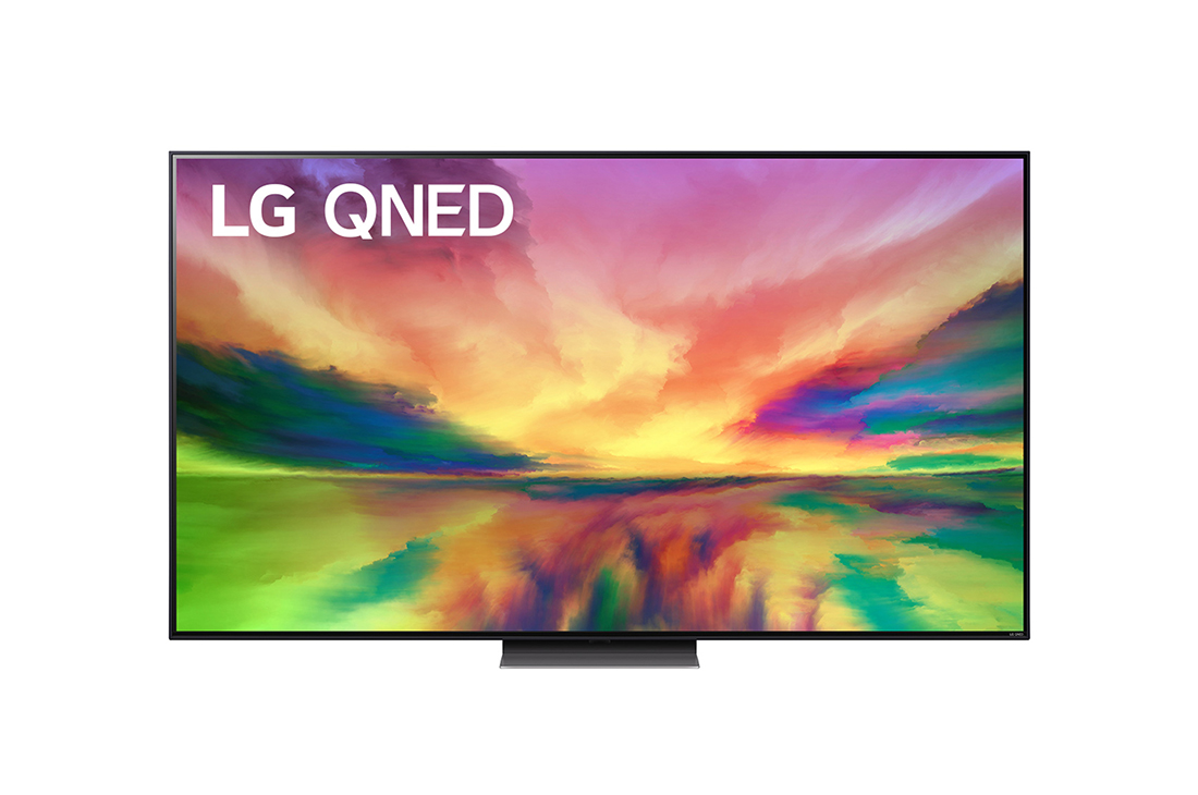 LG 4К смарт-телевизор LG QNED81 75 дюймов, 2023, Вид телевизора LG QNED спереди с изображением на экране и логотипом продукта, 75QNED816RA