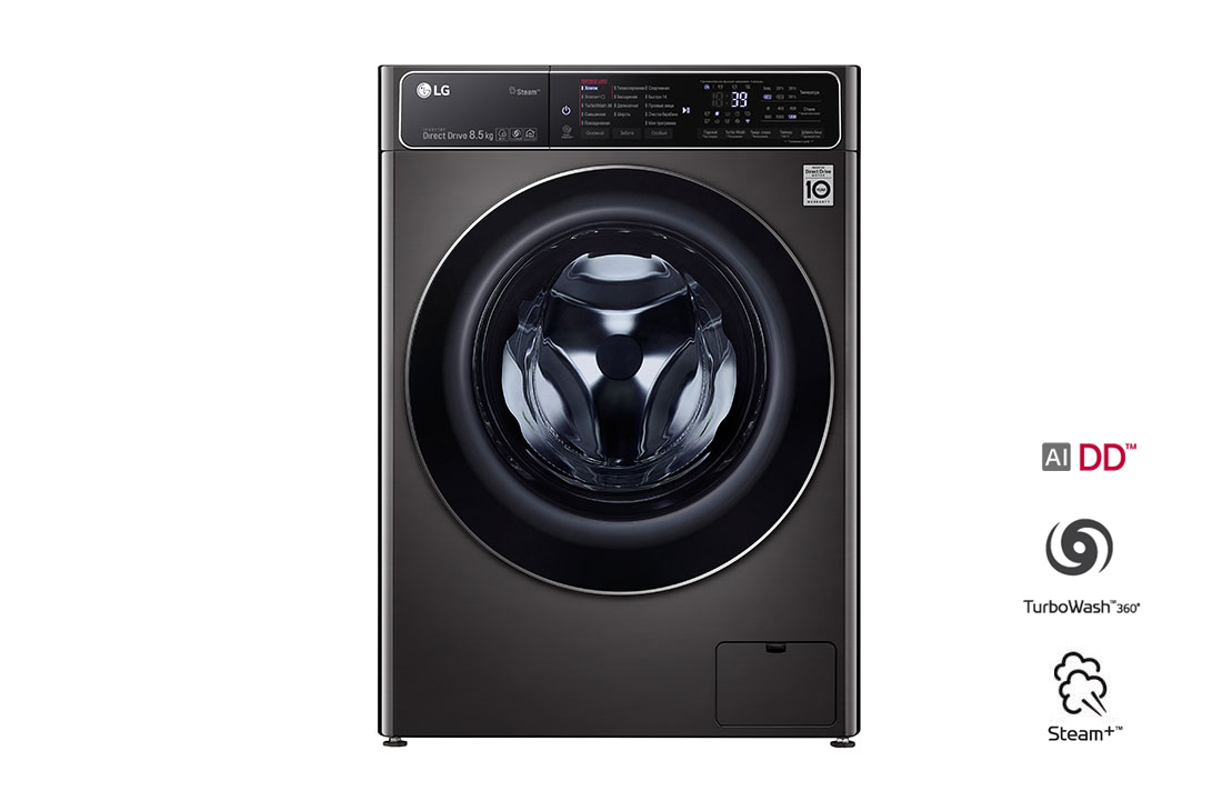 LG Стиральная машина с искусственным интеллектом LG AI DD, 8.5 кг, стирка с паром Steam+, TurboWash39, ThinQ, F2T9GW9P
