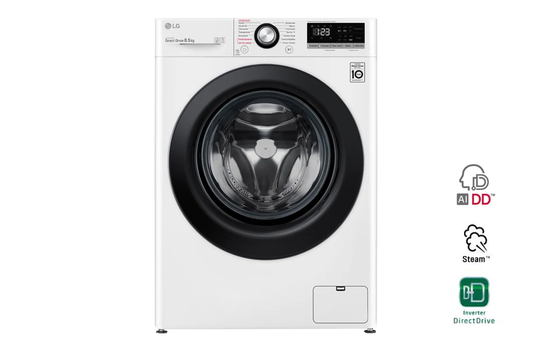 LG Узкая стиральная машина LG с технологией AI DD, 8,5кг, F2V3GS6W, F2V3GS6W