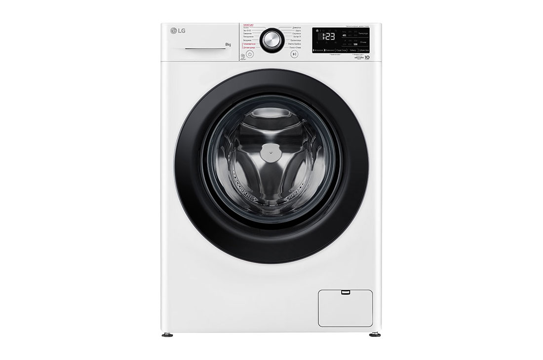 LG 8 kg, Nozik kir yuvish mashinasi, Steam?, Elegant dizayn, front view, F2V3PS6J